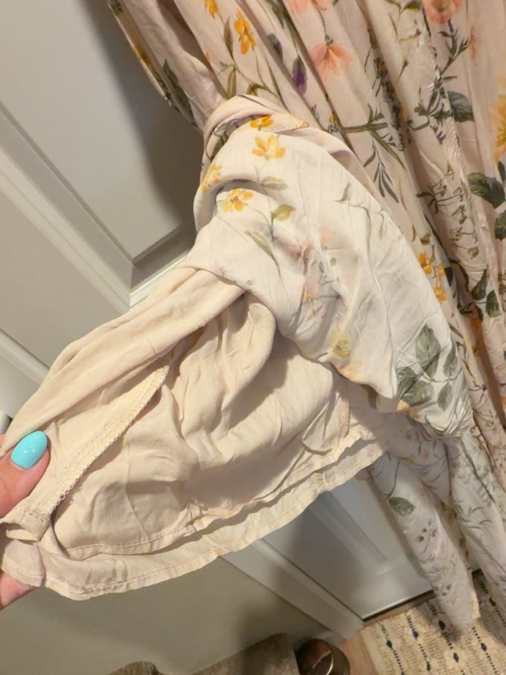 Olivaceous Blush Floral Maxi Dress with Yellow & Green Accents - Picture 3 of 10